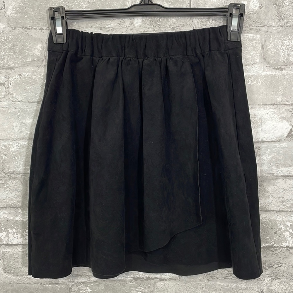 Wilfred Nescher Black High Waisted Faux Suede Skirt
